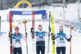 10.12.2023, Oestersund, Sweden (SWE): Hegstad Krueger (NOR), Harald Oestberg Amundsen (NOR), Didrik Toenseth (NOR), (l-r) - FIS world cup cross-country, 10km, Oestersund (SWE). www.nordicfocus.com. © Modica/NordicFocus. Every downloaded picture is fee-liable.