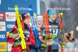 10.12.2023, Oestersund, Sweden (SWE): Heidi Weng (NOR), Jessie Diggins (USA), Victoria Carl (GER), (l-r) - FIS world cup cross-country, 10km, Oestersund (SWE). www.nordicfocus.com. © Modica/NordicFocus. Every downloaded picture is fee-liable.