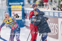 10.12.2023, Oestersund, Sweden (SWE): Jessie Diggins (USA), Heidi Weng (NOR), Flora Dolci (FRA), (l-r)  - FIS world cup cross-country, 10km, Oestersund (SWE). www.nordicfocus.com. © Modica/NordicFocus. Every downloaded picture is fee-liable.