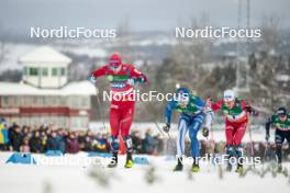 09.12.2023, Oestersund, Sweden (SWE): Erik Valnes (NOR), Iivo Niskanen (FIN), Johannes Hoesflot Klaebo (NOR), (l-r)  - FIS world cup cross-country, individual sprint, Oestersund (SWE). www.nordicfocus.com. © Modica/NordicFocus. Every downloaded picture is fee-liable.