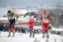 09.12.2023, Oestersund, Sweden (SWE): Oskar Svensson (SWE), Paal Golberg (NOR), Harald Oestberg Amundsen (NOR), (l-r)  - FIS world cup cross-country, individual sprint, Oestersund (SWE). www.nordicfocus.com. © Modica/NordicFocus. Every downloaded picture is fee-liable.