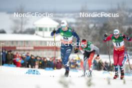 09.12.2023, Oestersund, Sweden (SWE): Theo Schely (FRA), Antoine Cyr (CAN), Haavard Solaas Taugboel (NOR), (l-r)  - FIS world cup cross-country, individual sprint, Oestersund (SWE). www.nordicfocus.com. © Modica/NordicFocus. Every downloaded picture is fee-liable.