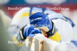 09.12.2023, Oestersund, Sweden (SWE): Lill Sport glove detail, Swedish athlete - FIS world cup cross-country, individual sprint, Oestersund (SWE). www.nordicfocus.com. © Modica/NordicFocus. Every downloaded picture is fee-liable.