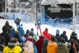09.12.2023, Oestersund, Sweden (SWE): Jules Chappaz (FRA), James Clinton Schoonmaker (USA), (l-r)  - FIS world cup cross-country, individual sprint, Oestersund (SWE). www.nordicfocus.com. © Modica/NordicFocus. Every downloaded picture is fee-liable.