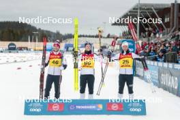17.12.2023, Trondheim, Norway (NOR): Paal Golberg (NOR), Johannes Hoesflot Klaebo (NOR), Henrik Doennestad (NOR), (l-r) - FIS world cup cross-country, 10km, Trondheim (NOR). www.nordicfocus.com. © Modica/NordicFocus. Every downloaded picture is fee-liable.