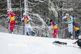 15.12.2023, Trondheim, Norway (NOR): Ansgar Evensen (NOR), Calle Halfvarsson (SWE), Michal Novak (CZE), Edvin Anger (SWE), (l-r)  - FIS world cup cross-country, individual sprint, Trondheim (NOR). www.nordicfocus.com. © Modica/NordicFocus. Every downloaded picture is fee-liable.