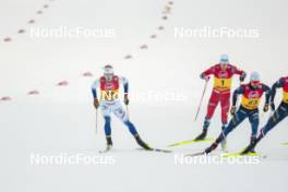 15.12.2023, Trondheim, Norway (NOR): Oskar Svensson (SWE), Johannes Hoesflot Klaebo (NOR), Renaud Jay (FRA), (l-r)  - FIS world cup cross-country, individual sprint, Trondheim (NOR). www.nordicfocus.com. © Modica/NordicFocus. Every downloaded picture is fee-liable.