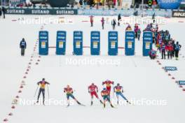 15.12.2023, Trondheim, Norway (NOR): Aleksander Elde Holmboe (NOR), James Clugnet (GBR), Erik Valnes (NOR), Qiang Wang (CHN), Paal Golberg (NOR), Joni Maki (FIN), (l-r)  - FIS world cup cross-country, individual sprint, Trondheim (NOR). www.nordicfocus.com. © Modica/NordicFocus. Every downloaded picture is fee-liable.