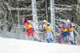 15.12.2023, Trondheim, Norway (NOR): Valerio Grond (SUI), George Ersson (SWE), Kevin Bolger (USA), (l-r)  - FIS world cup cross-country, individual sprint, Trondheim (NOR). www.nordicfocus.com. © Modica/NordicFocus. Every downloaded picture is fee-liable.