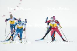 15.12.2023, Trondheim, Norway (NOR): Tiia Olkkonen (FIN), Mathilde Myhrvold (NOR), Sofie Krehl (GER), (l-r)  - FIS world cup cross-country, individual sprint, Trondheim (NOR). www.nordicfocus.com. © Modica/NordicFocus. Every downloaded picture is fee-liable.