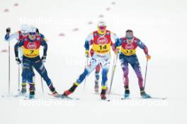 15.12.2023, Trondheim, Norway (NOR): Jules Chappaz (FRA), George Ersson (SWE), Kevin Bolger (USA), (l-r)  - FIS world cup cross-country, individual sprint, Trondheim (NOR). www.nordicfocus.com. © Modica/NordicFocus. Every downloaded picture is fee-liable.