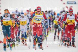 16.12.2023, Trondheim, Norway (NOR): Andrew Musgrave (GBR), Harald Oestberg Amundsen (NOR), Paal Golberg (NOR), (l-r)  - FIS world cup cross-country, skiathlon, Trondheim (NOR). www.nordicfocus.com. © Modica/NordicFocus. Every downloaded picture is fee-liable.