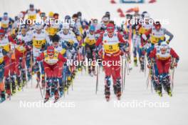16.12.2023, Trondheim, Norway (NOR): Harald Oestberg Amundsen (NOR), Paal Golberg (NOR), Didrik Toenseth (NOR), (l-r)  - FIS world cup cross-country, skiathlon, Trondheim (NOR). www.nordicfocus.com. © Modica/NordicFocus. Every downloaded picture is fee-liable.
