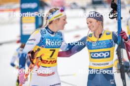 16.12.2023, Trondheim, Norway (NOR): Emma Ribom (SWE), Jessie Diggins (USA), (l-r)  - FIS world cup cross-country, skiathlon, Trondheim (NOR). www.nordicfocus.com. © Modica/NordicFocus. Every downloaded picture is fee-liable.