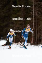 31.12.2023, Toblach, Italy (ITA): Leo Johansson (SWE), Remi Lindholm (FIN), (l-r) - FIS world cup cross-country, tour de ski, 10km, Toblach (ITA). www.nordicfocus.com. © Modica/NordicFocus. Every downloaded picture is fee-liable.