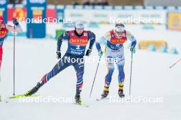 30.12.2023, Toblach, Italy (ITA): Lucas Chanavat (FRA), Edvin Anger (SWE), (l-r)  - FIS world cup cross-country, tour de ski, individual sprint, Toblach (ITA). www.nordicfocus.com. © Modica/NordicFocus. Every downloaded picture is fee-liable.