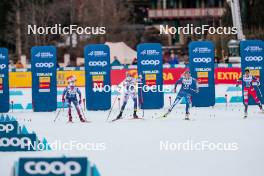 30.12.2023, Toblach, Italy (ITA): Rosie Brennan (USA), Emma Ribom (SWE), Jasmi Joensuu (FIN), Katerina Janatova (CZE), (l-r)  - FIS world cup cross-country, tour de ski, individual sprint, Toblach (ITA). www.nordicfocus.com. © Modica/NordicFocus. Every downloaded picture is fee-liable.