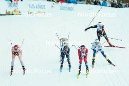 30.12.2023, Toblach, Italy (ITA): Jonna Sundling (SWE), Kristine Stavaas Skistad (NOR), Frida Karlsson (SWE), Melissa Gal (FRA), Desiree Steiner (SUI), Pia Fink (GER), (l-r)  - FIS world cup cross-country, tour de ski, individual sprint, Toblach (ITA). www.nordicfocus.com. © Modica/NordicFocus. Every downloaded picture is fee-liable.