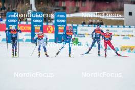 30.12.2023, Toblach, Italy (ITA): Janik Riebli (SUI), Lucas Chanavat (FRA), Edvin Anger (SWE), Joni Maki (FIN), (l-r)  - FIS world cup cross-country, tour de ski, individual sprint, Toblach (ITA). www.nordicfocus.com. © Modica/NordicFocus. Every downloaded picture is fee-liable.