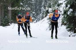 07.11.2023, Davos, Switzerland (SUI): Johannes Rydzek (GER), Wendelin Thannheimer (GER), Julian Schmid (GER), (l-r) - Nordic Combined preseason training, Davos (SUI). www.nordicfocus.com. © Manzoni/NordicFocus. Every downloaded picture is fee-liable.
