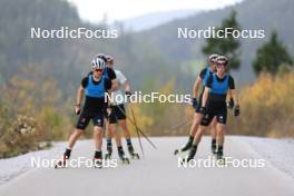 20.10.2023, Ramsau am Dachstein, Austria (AUT): Manuel Faisst (GER), Terence Weber (GER), Julian Schmid (GER), Johannes Rydzek (GER), Tristan Sommerfeldt (GER), (l-r) - Nordic Combined summer training, Ramsau am Dachstein (AUT). www.nordicfocus.com. © Manzoni/NordicFocus. Every downloaded picture is fee-liable.