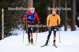 07.11.2023, Davos, Switzerland (SUI): Vinzenz Geiger (GER), Julian Schmid (GER), (l-r) - Nordic Combined preseason training, Davos (SUI). www.nordicfocus.com. © Manzoni/NordicFocus. Every downloaded picture is fee-liable.