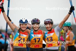 26.08.2023, Oberwiesenthal, Germany (GER): Greta Pinzani (ITA), Daniela Dejori (ITA), Veronica Gianmoena (ITA), (l-r)  - FIS Nordic Combined Summer Grand Prix men and women, individual gundersen HS105/5km women, Oberwiesenthal (GER). www.nordicfocus.com. © Volk/NordicFocus. Every downloaded picture is fee-liable.