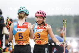 26.08.2023, Oberwiesenthal, Germany (GER): Ema Volavsek (SLO), Nathalie Armbruster (GER), (l-r)  - FIS Nordic Combined Summer Grand Prix men and women, individual gundersen HS105/5km women, Oberwiesenthal (GER). www.nordicfocus.com. © Volk/NordicFocus. Every downloaded picture is fee-liable.