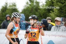 26.08.2023, Oberwiesenthal, Germany (GER): Sophia Maurus (GER), Ida Marie Hagen (NOR), (l-r)  - FIS Nordic Combined Summer Grand Prix men and women, individual gundersen HS105/5km women, Oberwiesenthal (GER). www.nordicfocus.com. © Volk/NordicFocus. Every downloaded picture is fee-liable.
