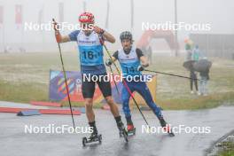 27.08.2023, Oberwiesenthal, Germany (GER): Andrzej Szczechowicz (POL), Grant Andrews (USA), (l-r)  - FIS Nordic Combined Summer Grand Prix men and women, mixed team sprint, Oberwiesenthal (GER). www.nordicfocus.com. © Volk/NordicFocus. Every downloaded picture is fee-liable.