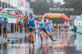 27.08.2023, Oberwiesenthal, Germany (GER): Vid Vhrovnik (SLO), Aaron Kostner (ITA), (l-r)  - FIS Nordic Combined Summer Grand Prix men and women, mixed team sprint, Oberwiesenthal (GER). www.nordicfocus.com. © Volk/NordicFocus. Every downloaded picture is fee-liable.