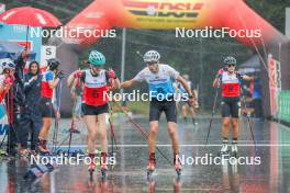 27.08.2023, Oberwiesenthal, Germany (GER): Ema Volavsek (SLO), Gasper Brecl (SLO), (l-r)  - FIS Nordic Combined Summer Grand Prix men and women, mixed team sprint, Oberwiesenthal (GER). www.nordicfocus.com. © Volk/NordicFocus. Every downloaded picture is fee-liable.
