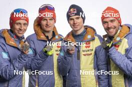 01.03.2023, Planica, Slovenia (SLO): Eric Frenzel (GER), Vinzenz Geiger (GER), Julian Schmid (GER), Johannes Rydzek (GER), (l-r)  - FIS nordic world ski championships nordic combined men, medals, Planica (SLO). www.nordicfocus.com. © Thibaut/NordicFocus. Every downloaded picture is fee-liable.