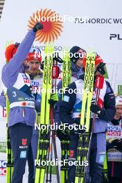 01.03.2023, Planica, Slovenia (SLO): Johannes Rydzek (GER), Julian Schmid (GER), Vinzenz Geiger (GER), Eric Frenzel (GER), (l-r)  - FIS nordic world ski championships nordic combined men, team HS138/4x5km, Planica (SLO). www.nordicfocus.com. © Thibaut/NordicFocus. Every downloaded picture is fee-liable.