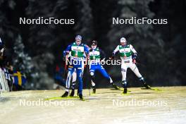 24.11.2023, Ruka, Finland (FIN): Eero Hirvonen (FIN), Kristjan Ilves (EST), Jens Luraas Oftebro (NOR), (l-r)  - FIS world cup nordic combined men, compact HS142/7.5km, Ruka (FIN). www.nordicfocus.com. © Thibaut/NordicFocus. Every downloaded picture is fee-liable.