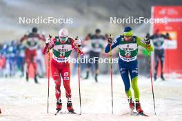 24.11.2023, Ruka, Finland (FIN): Martin Fritz (AUT), Gasper Brecl (SLO), (l-r)  - FIS world cup nordic combined men, compact HS142/7.5km, Ruka (FIN). www.nordicfocus.com. © Thibaut/NordicFocus. Every downloaded picture is fee-liable.