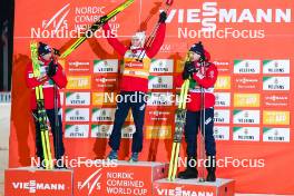 24.11.2023, Ruka, Finland (FIN): Jarl Magnus Riiber (NOR), Jens Luraas Oftebro (NOR), Joergen Graabak (NOR), (l-r) - FIS world cup nordic combined men, compact HS142/7.5km, Ruka (FIN). www.nordicfocus.com. © Thibaut/NordicFocus. Every downloaded picture is fee-liable.