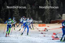 24.11.2023, Ruka, Finland (FIN): Gasper Brecl (SLO), Jesse Paeaekkoenen (FIN), (l-r)  - FIS world cup nordic combined men, compact HS142/7.5km, Ruka (FIN). www.nordicfocus.com. © Thibaut/NordicFocus. Every downloaded picture is fee-liable.