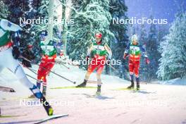 25.11.2023, Ruka, Finland (FIN): Jiri Konvalinka (CZE), Pascal Mueller (SUI), Tomas Portyk (CZE), (l-r)  - FIS world cup nordic combined men, individual gundersen HS142/10km, Ruka (FIN). www.nordicfocus.com. © Thibaut/NordicFocus. Every downloaded picture is fee-liable.