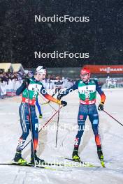 25.11.2023, Ruka, Finland (FIN): Vinzenz Geiger (GER), Johannes Rydzek (GER), (l-r)  - FIS world cup nordic combined men, individual gundersen HS142/10km, Ruka (FIN). www.nordicfocus.com. © Thibaut/NordicFocus. Every downloaded picture is fee-liable.