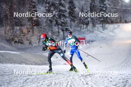 25.11.2023, Ruka, Finland (FIN): Julian Schmid (GER), Kristjan Ilves (EST), (l-r)  - FIS world cup nordic combined men, individual gundersen HS142/10km, Ruka (FIN). www.nordicfocus.com. © Thibaut/NordicFocus. Every downloaded picture is fee-liable.