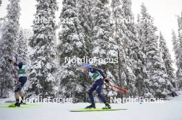 26.11.2023, Ruka, Finland (FIN): Sora Yachi (JPN), Iacopo Bortolas (ITA), (l-r)  - FIS world cup nordic combined men, mass HS142/10km, Ruka (FIN). www.nordicfocus.com. © Thibaut/NordicFocus. Every downloaded picture is fee-liable.