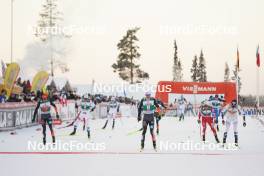 26.11.2023, Ruka, Finland (FIN): Johannes Rydzek (GER), Vinzenz Geiger (GER), Johannes Lamparter (AUT), Jarl Magnus Riiber (NOR), (l-r)  - FIS world cup nordic combined men, mass HS142/10km, Ruka (FIN). www.nordicfocus.com. © Thibaut/NordicFocus. Every downloaded picture is fee-liable.