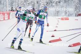 26.11.2023, Ruka, Finland (FIN): Andreas Skoglund (NOR), Eero Hirvonen (FIN), (l-r)  - FIS world cup nordic combined men, mass HS142/10km, Ruka (FIN). www.nordicfocus.com. © Thibaut/NordicFocus. Every downloaded picture is fee-liable.