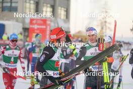 26.11.2023, Ruka, Finland (FIN): Johannes Rydzek (GER), Vinzenz Geiger (GER), (l-r)  - FIS world cup nordic combined men, mass HS142/10km, Ruka (FIN). www.nordicfocus.com. © Thibaut/NordicFocus. Every downloaded picture is fee-liable.