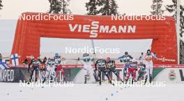 26.11.2023, Ruka, Finland (FIN): Johannes Rydzek (GER), Jens Luraas Oftebro (NOR), Stefan Rettenegger (AUT), Joergen Graabak (NOR), Vinzenz Geiger (GER), Julian Schmid (GER), Kristjan Ilves (EST), Johannes Lamparter (AUT), Manuel Faisst (GER), Jarl Magnus Riiber (NOR), (l-r)  - FIS world cup nordic combined men, mass HS142/10km, Ruka (FIN). www.nordicfocus.com. © Thibaut/NordicFocus. Every downloaded picture is fee-liable.