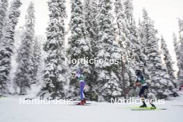 26.11.2023, Ruka, Finland (FIN): Arttu Maekiaho (FIN), Yoshito Watabe (JPN), (l-r)  - FIS world cup nordic combined men, mass HS142/10km, Ruka (FIN). www.nordicfocus.com. © Thibaut/NordicFocus. Every downloaded picture is fee-liable.