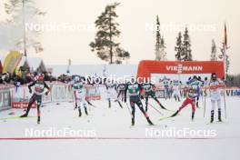 26.11.2023, Ruka, Finland (FIN): Johannes Rydzek (GER), Vinzenz Geiger (GER), Johannes Lamparter (AUT), Jarl Magnus Riiber (NOR), (l-r)  - FIS world cup nordic combined men, mass HS142/10km, Ruka (FIN). www.nordicfocus.com. © Thibaut/NordicFocus. Every downloaded picture is fee-liable.