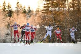 02.12.2023, Lillehammer, Norway (NOR): Martin Fritz (AUT), Stefan Rettenegger (AUT), Johannes Lamparter (AUT), Joergen Graabak (NOR), Franz-Josef Rehrl (AUT), Kasper Moen Flatla (NOR), (l-r)  - FIS world cup nordic combined men, individual gundersen HS98/10km, Lillehammer (NOR). www.nordicfocus.com. © Authamayou/NordicFocus. Every downloaded picture is fee-liable.