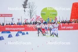 15.12.2023, Ramsau, Austria (AUT): Vinzenz Geiger (GER), Jens Luraas Oftebro (NOR), (l-r)  - FIS world cup nordic combined men, mass HS98/10km, Ramsau (AUT). www.nordicfocus.com. © Volk/NordicFocus. Every downloaded picture is fee-liable.
